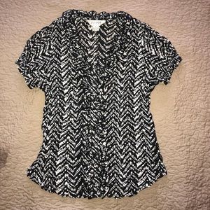 Accordion Style Black & White Blouse Never worn